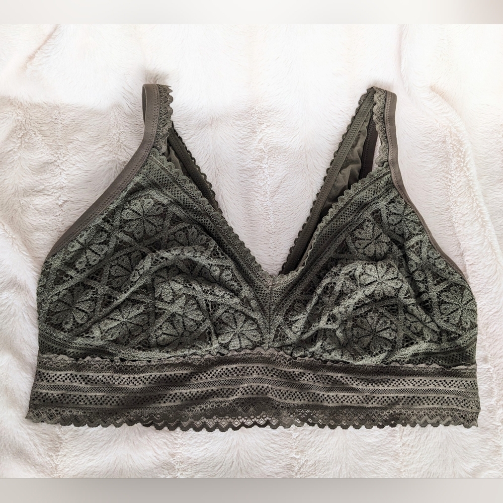 Aerie lace bralette olive green xl